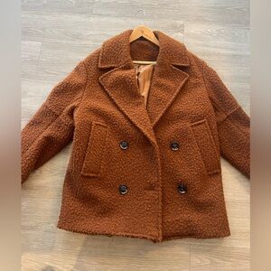 Women's Brown Double-Breasted Coat